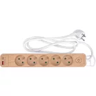 STHOR 72344 Fa hatású elosztó földeléssel, 5 aljzattal, USB-vel, 1,4 m kábellel (3x1 mm²)