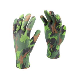 FLO 74113 Kertészkesztyű Zöld Terepmintával 8-As