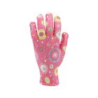 FLO 74117 Kertészkesztyű Rózsaszín Mintákkal 8-As