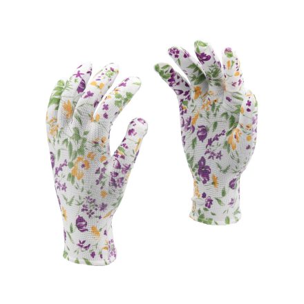 FLO 74123 Kertészkesztyű Fehér Virágmintával 8-As
