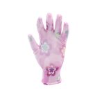 FLO 74125 Kertészkesztyű Rózsaszín Virágmintával 8-As, Pu Bevonattal.