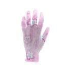 FLO 74130 Kertészkesztyű Rózsaszín Virágmintával 9-Es, Pu Bevonattal.
