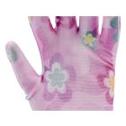 FLO 74130 Kertészkesztyű Rózsaszín Virágmintával 9-Es, Pu Bevonattal.