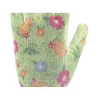 FLO 74134 Kertészkesztyű Zöld Virágmintával 9-Es, Pu Bevonattal.