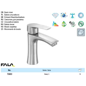 FALA75803 Mosdó csaptelep + tartozékok inox Steely3