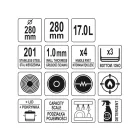 YATO YG-00013 GASTRO Fazék fedővel 17 liter 280 x 280 mm inox