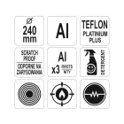 YATO YG-00160 GASTRO Serpenyő teflon bevonattal indukciós 240 mm Alumínium
