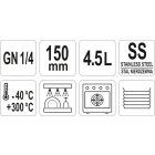 YATO YG-00284 GASTRO Inox betét 150 mm GN 1/4
