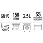 YATO YG-00292 GASTRO Inox betét 150 mm GN 1/6