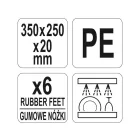 YATO YG-02160 GASTRO Vágódeszka 350 x 250 x 20 mm PE fehér