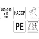 YATO YG-02172 GASTRO Vágódeszka 450 x 300 x 13 mm PE sárga