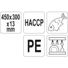 YATO YG-02173 GASTRO Vágódeszka 450 x 300 x 13 mm PE kék
