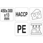YATO YG-02174 GASTRO Vágódeszka 450 x 300 x 13 mm PE fehér