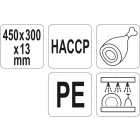 YATO YG-02175 GASTRO Vágódeszka 450 x 300 x 13 mm PE barna