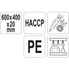 YATO YG-02181 GASTRO Vágódeszka 600 x 400 x 20 mm PE zöld