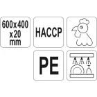 YATO YG-02182 GASTRO Vágódeszka 600 x 400 x 20 mm PE sárga