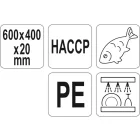 YATO YG-02183 GASTRO Vágódeszka 600 x 400 x 20 mm PE kék