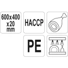 YATO YG-02185 GASTRO Vágódeszka 600 x 400 x 20 mm PE barna