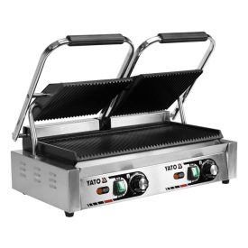   YATO YG-04560 GASTRO Dupla kontakt grill 580 mm 3600 W bordázott sütőlap