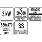 YATO YG-04586 GASTRO Grill 550 mm 3000 W lapos és bordázott sütőlap