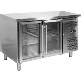   YATO YG-05252 Két üvegajtós rozsdamentes hűtőasztal 700-as széria 1360x700x850mm