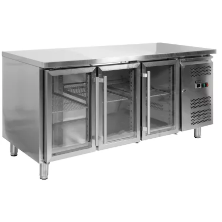 YATO YG-05257 Három üvegajtós rozsdamentes hűtőasztal 700-as széria 417L 1795x700x850mm