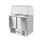 YATO YG-05260 Kétajtós rozsdamentes hűtőasztal üveg tetővel 900x700x850mm