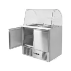 YATO YG-05260 Kétajtós rozsdamentes hűtőasztal üveg tetővel 900x700x850mm