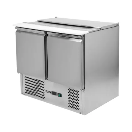 YATO YG-05262 Kétajtós rozsdamentes hűtőasztal rozsdamentes fedéllel 240L 900x700x876mm