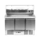 YATO YG-05305 Háromajtós rozsdamentes bővített pizzaasztal gránit munkapúlttal 700-as széria 368L 1400x700x1020 (asztal), 1400x335x435 (bővítmény) mm