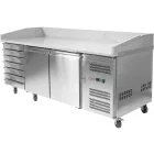 YATO YG-05310 Kétajtós hétfiókos bővíthető rozsdamentes hűtött pizzaasztal 580L 2025x800x1000mm