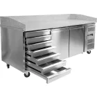 YATO YG-05310 Kétajtós hétfiókos bővíthető rozsdamentes hűtött pizzaasztal 580L 2025x800x1000mm