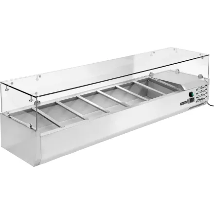 YATO YG-05331 Hűtőasztalra felszerelhető rozsdamentes hűtött vitrin 7x1/3 GN 1600x395x435mm