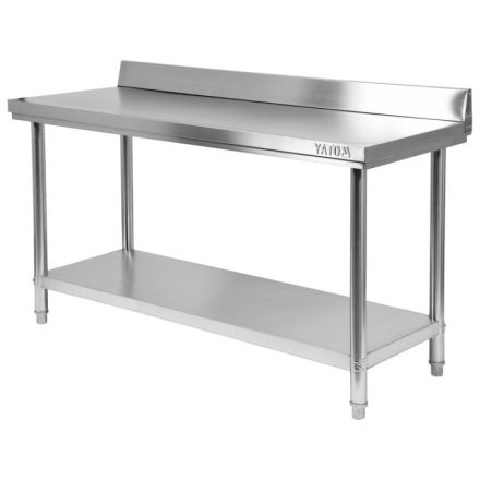 YATO YG-09025 GASTRO Inox munkaasztal alsó polccal hátsó felhajtással