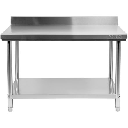 YATO YG-09034 GASTRO Inox munkaasztal alsó polccal hátsó felhajtással
