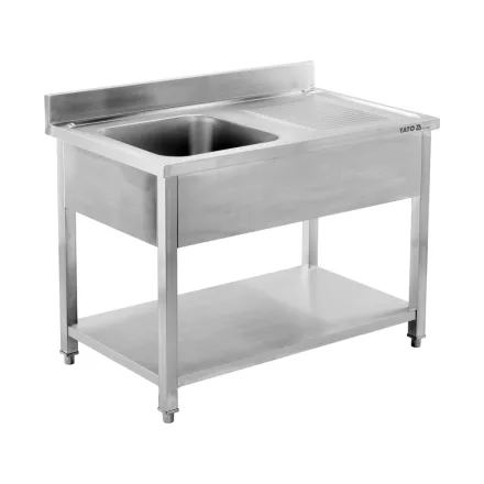 YATO YG-30901 Asztal egymedencés mosogatóval csepegtetőtálcával 1200 x 600mm