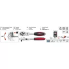 YATO YT-0326 Racsnis hajtószár 3/8" 242 mm 72T csuklós ±90° egyenes szár CrV