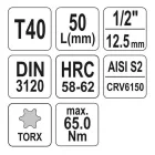 YATO YT-04314 Bit dugókulcs Torx 1/2