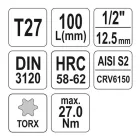 YATO YT-04322 Hosszú bit dugókulcs Torx 1/2