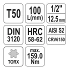 YATO YT-04326 Hosszú bit dugókulcs Torx 1/2