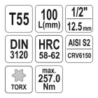 YATO YT-04327 Hosszú bit dugókulcs Torx 1/2