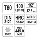 YATO YT-04328 Hosszú bit dugókulcs Torx 1/2