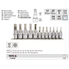YATO YT-04332 Bit dugókulcs készlet 12 részes lyukas Torx 1/4