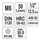 YATO YT-04341 Bit dugókulcs Spline 1/2
