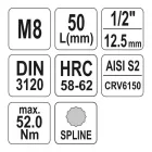 YATO YT-04342 Bit dugókulcs Spline 1/2
