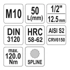 YATO YT-04343 Bit dugókulcs Spline 1/2