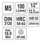 YATO YT-04350 Hosszú bit dugókulcs Spline 1/2