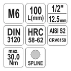 YATO YT-04351 Hosszú bit dugókulcs Spline 1/2