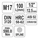 YATO YT-04357 Hosszú bit dugókulcs Spline 1/2