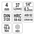 YATO YT-04371 Bit dugókulcs Imbusz 1/4